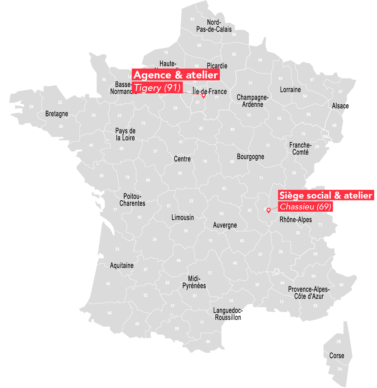 Carte de France des agences et ateliers Eurofor